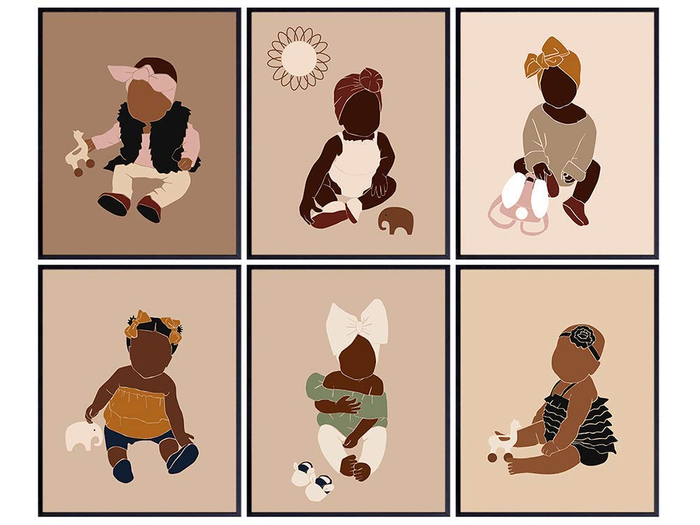 African American Baby Nursery Decor - Black Girls Room Decor - Little Girls Bedroom Wall Art - Toddler Girls Bedroom - Kids Wall Decor - Baby Girl Room Decor - Girls Room Decorations - Boho Baby Girl