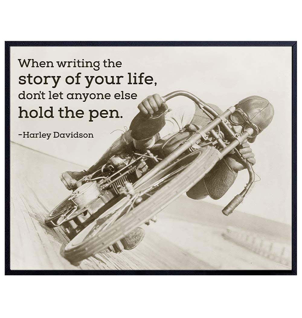 Harley Quote - Original Wall Art Print - Motivational Vintage Poster - Unique Home Decor for Man Cave or Garage - Gift for Men, boys, Teens, HOG Riders - 8x10 Unframed Typography