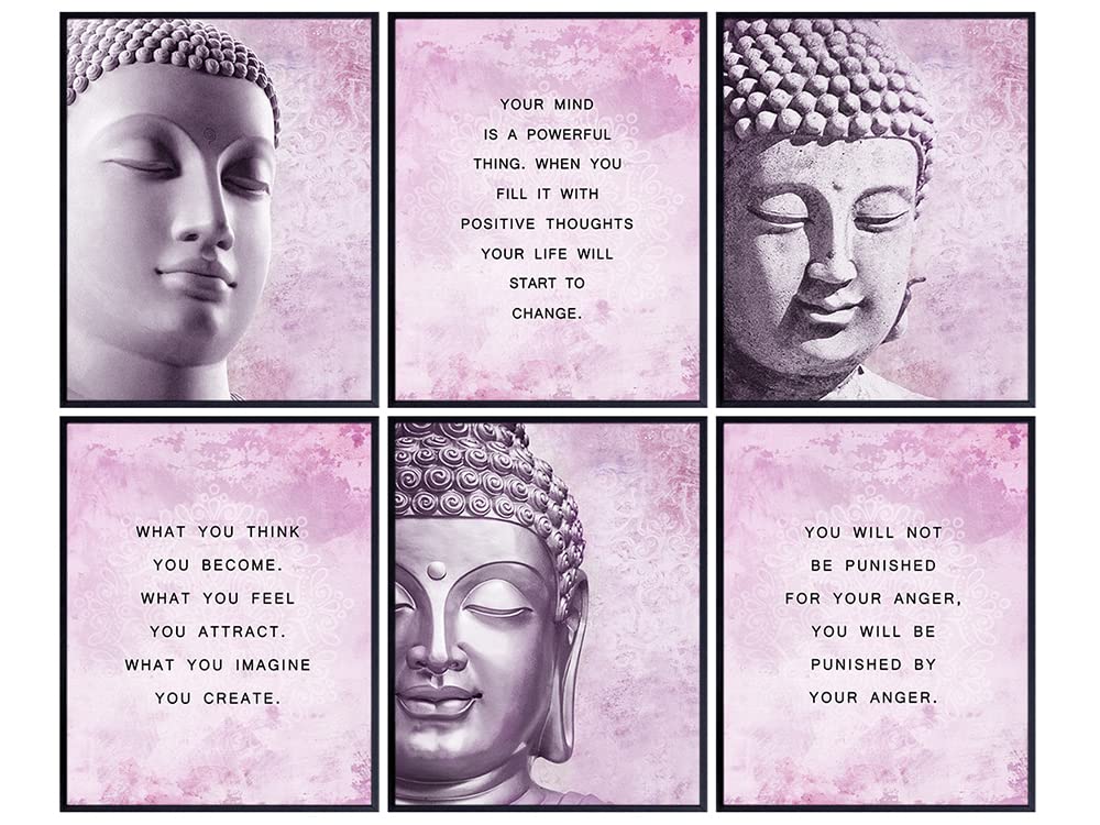 Buddha Statue Wall Art - Buddha Wall Decor - Zen Decor - Meditation Decor - Buddhist Wall Art - Yoga Wall Decor - Meditation Gifts - Spa Wall Decor - Spiritual Decor - Inspirational Quotes - Boho Art