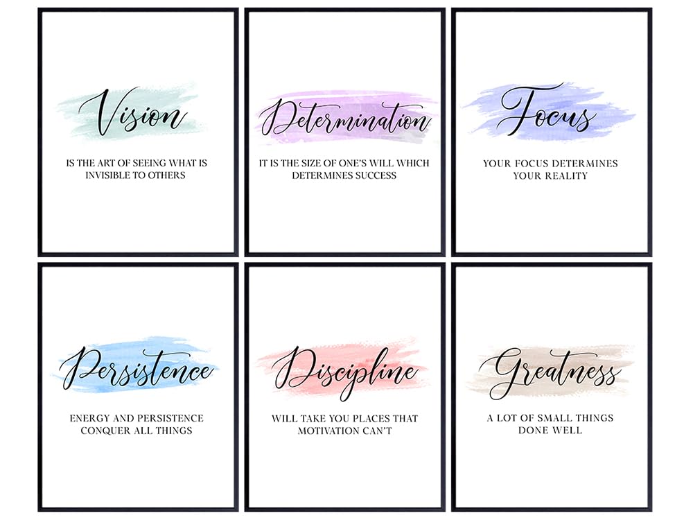 Home Office Decor Motivational poster Set - Office Wall Art - Motivation Motivational Wall Decor - Entrepreneur Positive Quotes Inspiration Inspirational Quotes Wall Art - Yellowbird Art &amp; Design