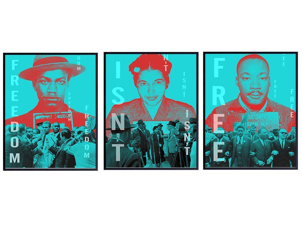 Martin Luther King Jr, MLK, Malcolm X Black Leaders Wall Art Print Set - Home Decor for Classroom, Den, Office - Gift for Teacher, African American, Black History Month, Civil Rights -8x10