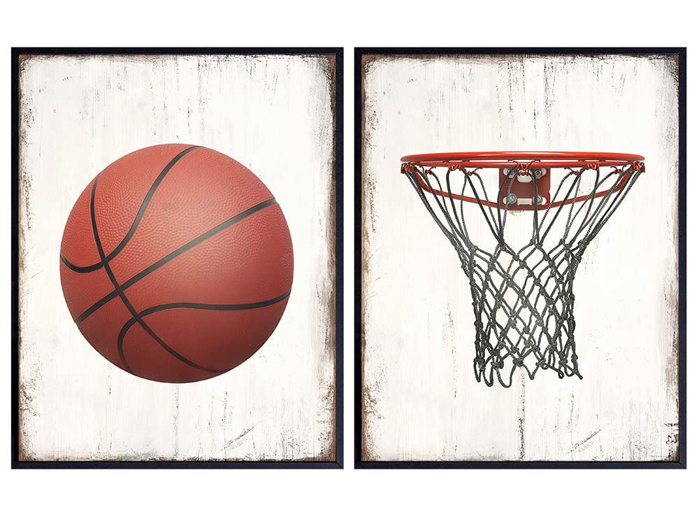 Basketball Wall Art Prints Set - 8x10 Vintage Home Decor Photos - Unique Gift for Men, Teens, Kobe Bryant, Michael Jordan, Lebron James, Sports Fan - Decoration for Boys Room, Bedroom, Game Room, Den