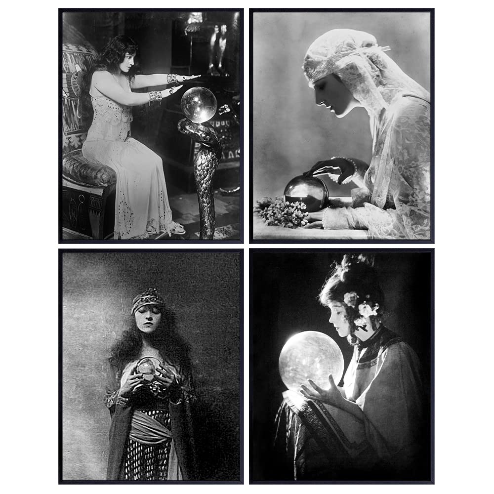 Creepy Crystal Ball Fortune Teller Psychic Photo - Goth Wall Art - Gothic Home Decor - Gift for Wicca, Wiccan, Occult, Scary Horror Movies Fans - Vintage Hollywood Poster, 8x10 - UNFRAMED Picture