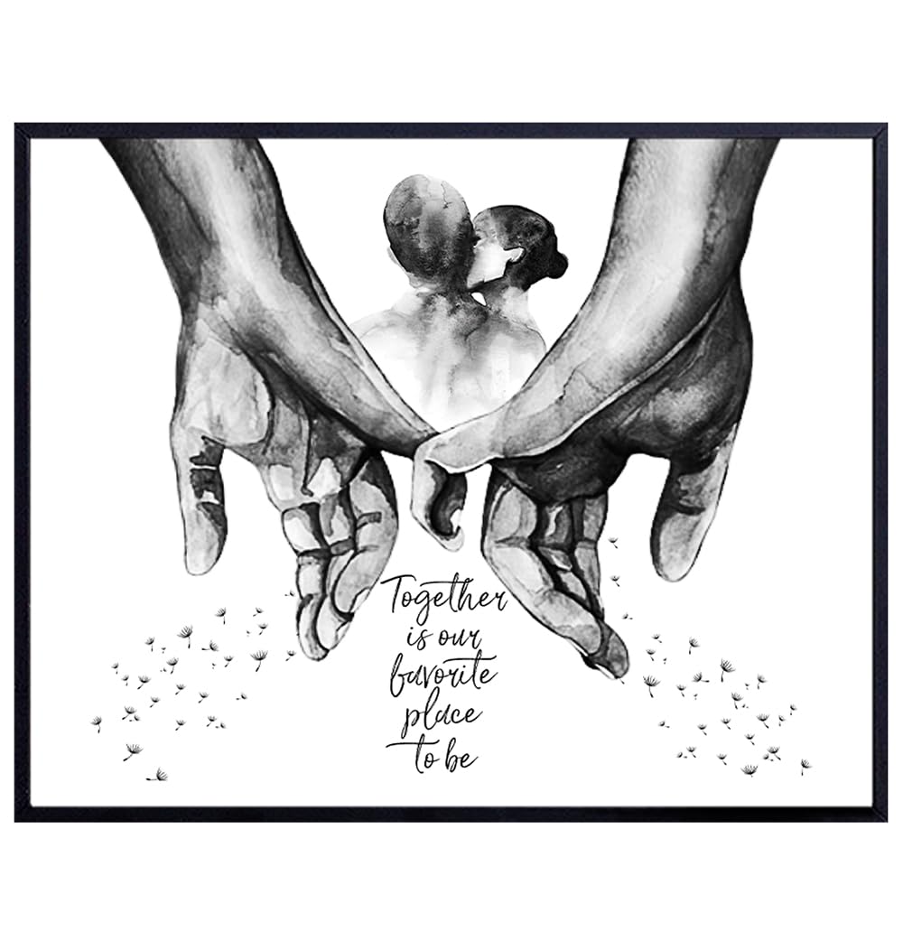 Love Wall Decor - Better Together Couple Wall Decor - positive Quotes Wall Decor - Bridal Shower Decorations - Wedding Gifts - Black and White Bedroom Decor, Living room Wall Art - Inspirational quote