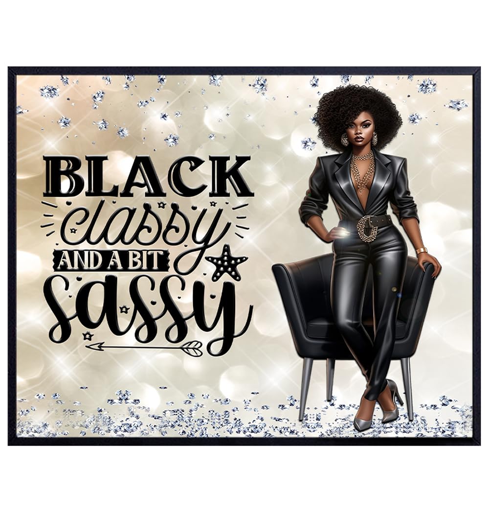 Black women Motivational Wall Decor - Cute Office Decor for Women, Black Girl, Entrepreneur - Inspirational quote Black Wall Art for Home Office - Glam Wall Art for African Americans - funny Sayings