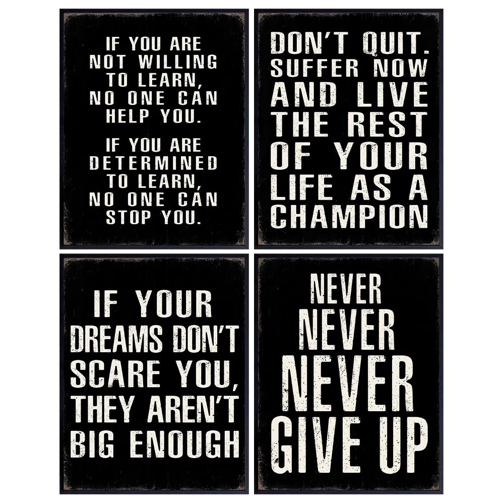 Motivational Quotes Wall Art &amp; Decor - Motivational Wall Decor - Home Office Decor - Wall Art for Men - Positive Quotes Wall Decor - Man cave Decor - Inspirational Quotes - 8x10 UNFRAMED Poster Set