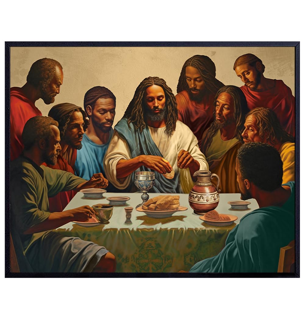 African Americans Black Jesus Poster - spiritual Religious African American Wall Art - The Last Supper Wall Decor - Jesus Wall Art &amp; Decor - Jesus Christ - Christian Gifts - Inspirational God Decor