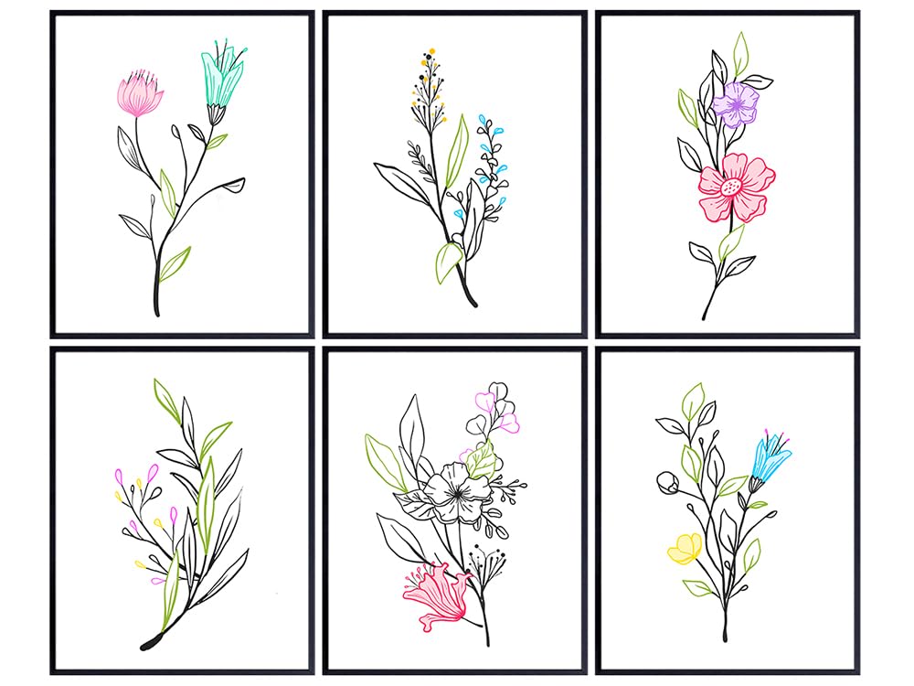 Minimalist Flower Wall Art &amp; Decor - Floral Line Art Wall Decor - Abstract Wall Art - Yellowbird Art &amp; Design - Plant Botanical Wall Art Prints - Kitchen Wall Decor - Gallery Wall Decor -UNFRAMED 8x10
