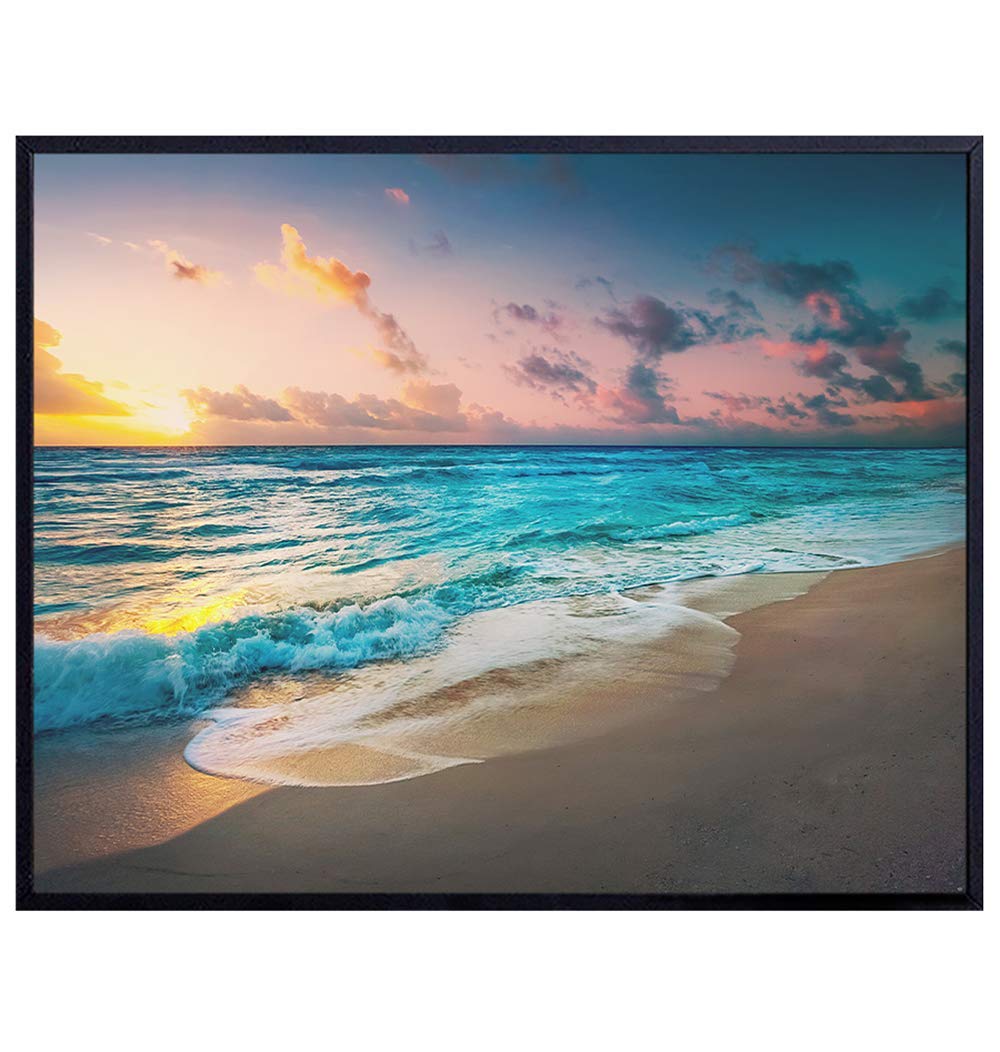 Tropical Ocean Sunset - Coastal Wall Art - Nautical Bathroom Decor - Sandy Beach Themed Home Decoration for Bedroom, Living Room, Restroom, Bath - 8x10 Sea Picture, Summer Photo Print