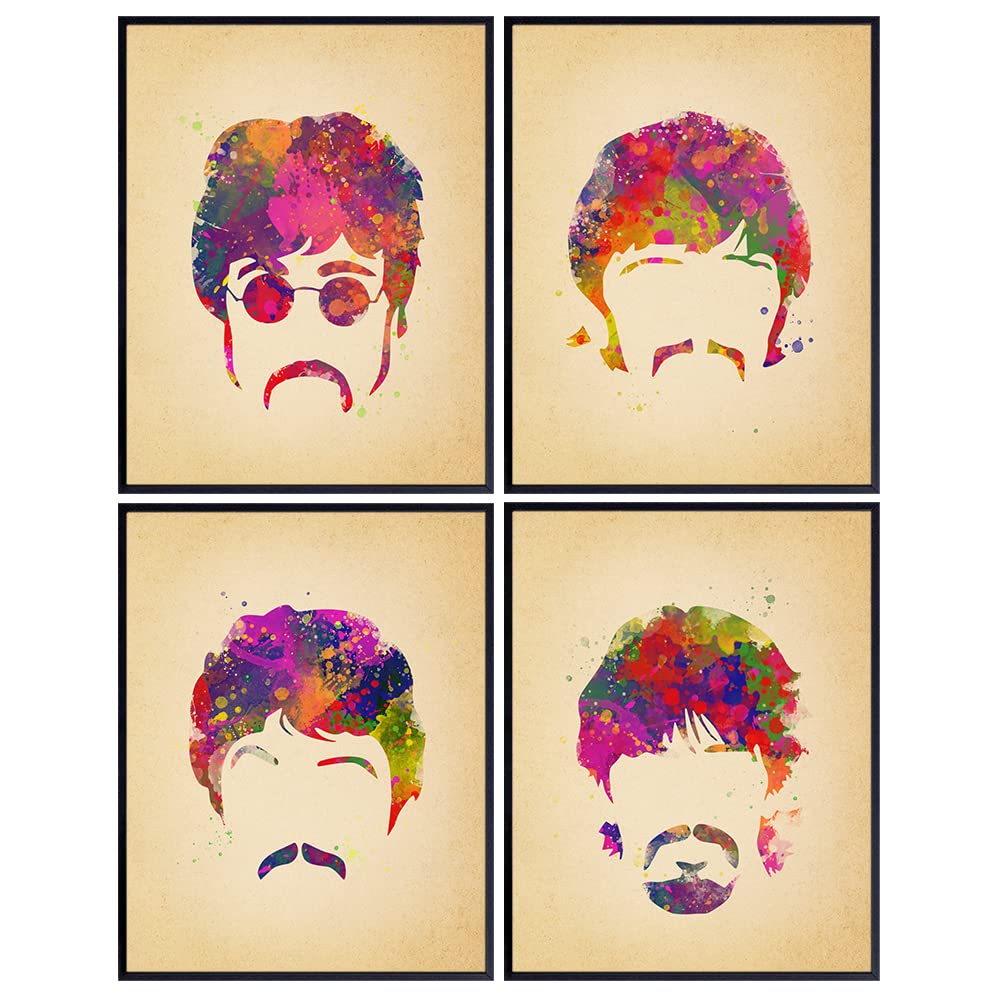 Beatles Poster Set - Gift for Paul McCartney, John Lennon, Ringo Starr, George Harrison, 60s Music Fans - Cool Wall Decor, Wall Art, Room Decor, Home Decorations for Bedroom, Living Room, Dorm