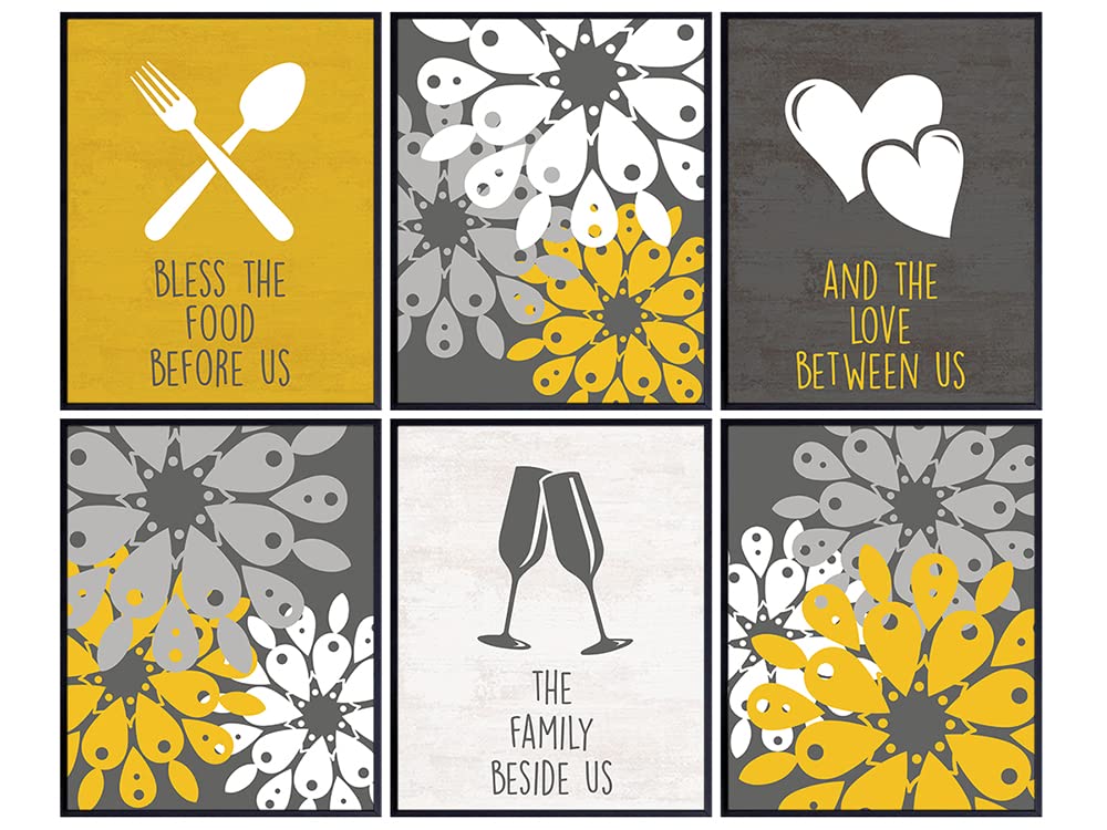 Eat Drink Love Kitchen Decor, Cafe Wall Art, Dining Room Decor - 8x10 Retro Decoration Set - Cute Room Decor or Gift for Cook, Chef, Gourmet - Wine, Coffee Mug, Fork, Spoon - UNFRAMED