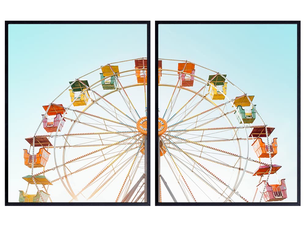 Ferris Wheel Amusement Park Summer Decor - Beach House Wall Art Decoration for Bedroom, Living Room, Office, Dining Room - Gift for Women, Her, Woman, Wife, Girlfriend - 8x10 UNFRAMED Poster Print