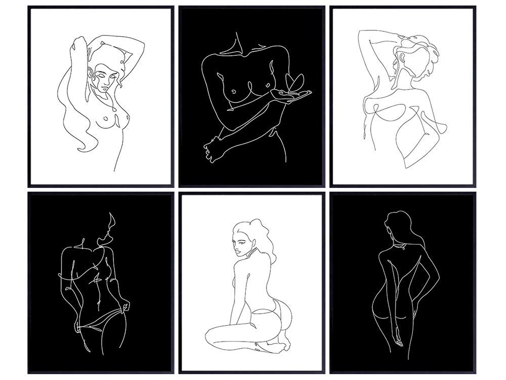 Minimalist Wall Art - Line Art Wall Decor - Aesthetic Room Decor - Abstract Wall Art - Modern Wall Decor - Matisse Style Poster - Line Drawing - Bathroom, Living Room, Bedroom, Home Decorations