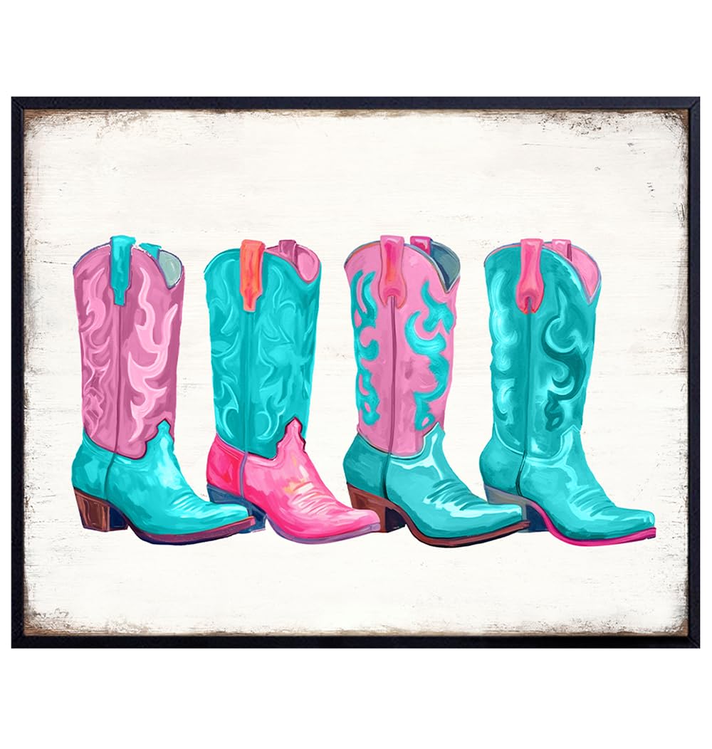 Preppy Cowgirl Wall Decor for Women - Western Wall Decor for Teen Girls - Modern Farmhouse Wall Art - Country Decor - Cute Aesthetic Room Decor for Girls Bedroom - Trendy Room Decor - Rustic Decor