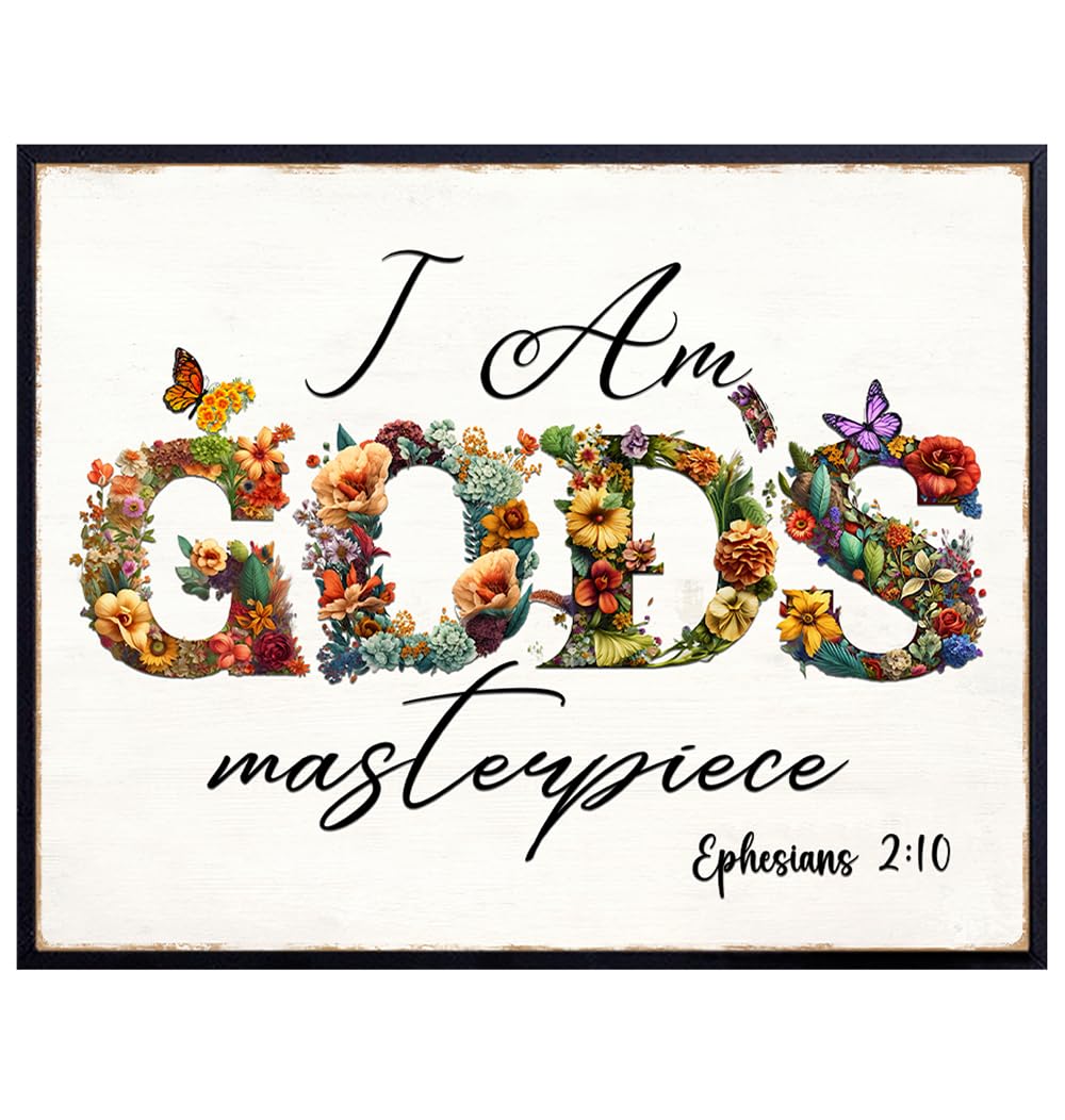 Bible Verse Floral Wall Art - positive Affirmations Christian Wall Decor for Women, Girls, Teen - Inspirational Scripture Wall Art - Psalm, Prayer, Blessing, God Quotes - Religious Motivational poster
