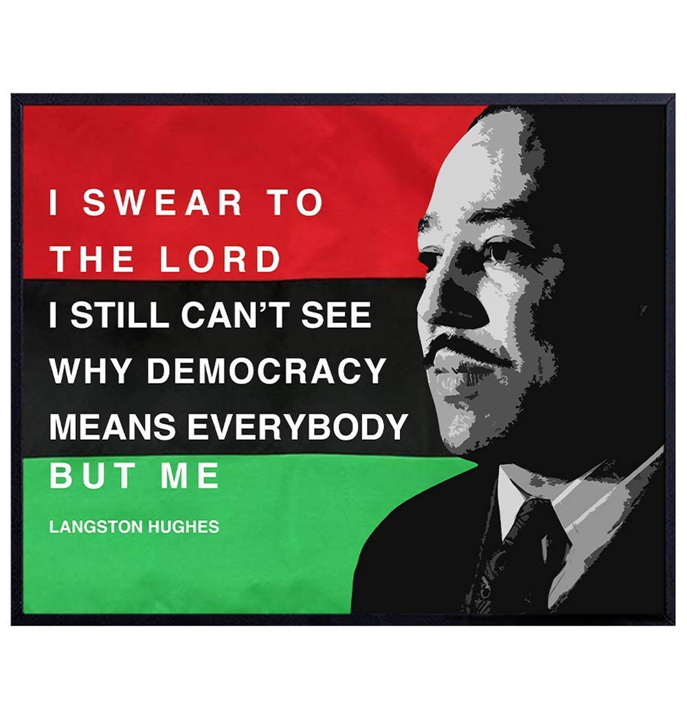 Langston Hughes Quote, African American Flag Wall Art - 8x10 Black Leaders, Civil Rights Poster Print for Home, Classroom Decor, Decoration - Gift for Teachers, Black History Month
