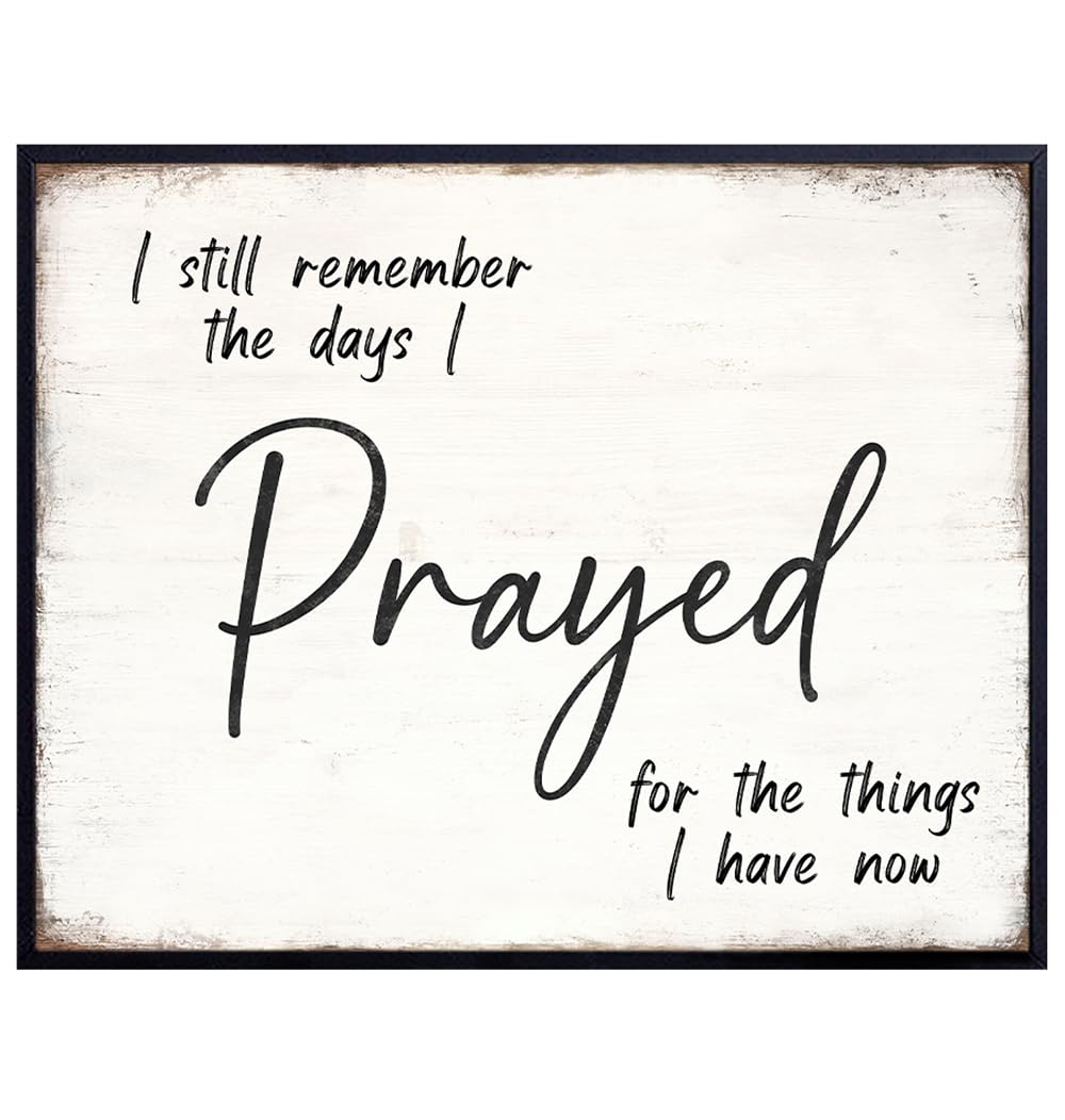 Grateful Christian Wall Decor - positive Quotes Inspirational Wall Decor - Gratitude Prayer Motivational Wall Art - Rustic Wall Decor for Farmhouse Kitchen, Living room, Bedroom - Bohemian Wall Decor