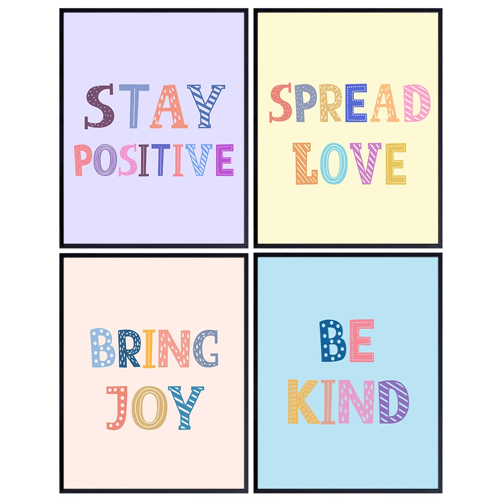 Motivational Posters Wall Art &amp; Decor, 8x10 - Inspirational Encouragement Gifts for Women, Girls Bedroom, Home Office - Uplifting Inspiring Positive Quotes Wall Decor - Be Kind Sayings - Pastel Colors