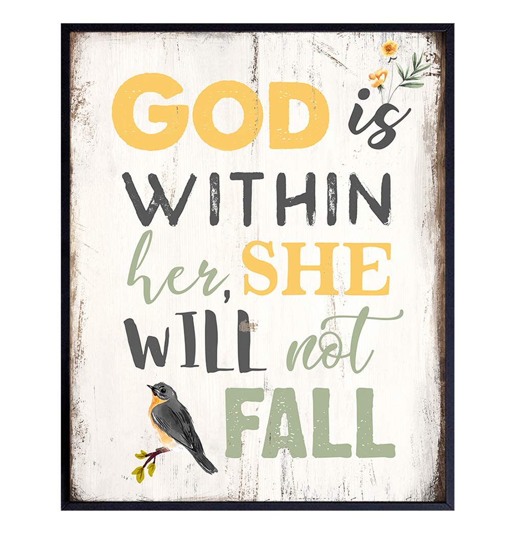Religious Bible Verse Wall Art Decor - Christian Scripture Decoration - Rustic Farmhouse Shabby Chic Gift for Women, Girls, Teens - Bedroom Living Room, Bathroom, Home, Office - 8x10 UNFRAMED Poster