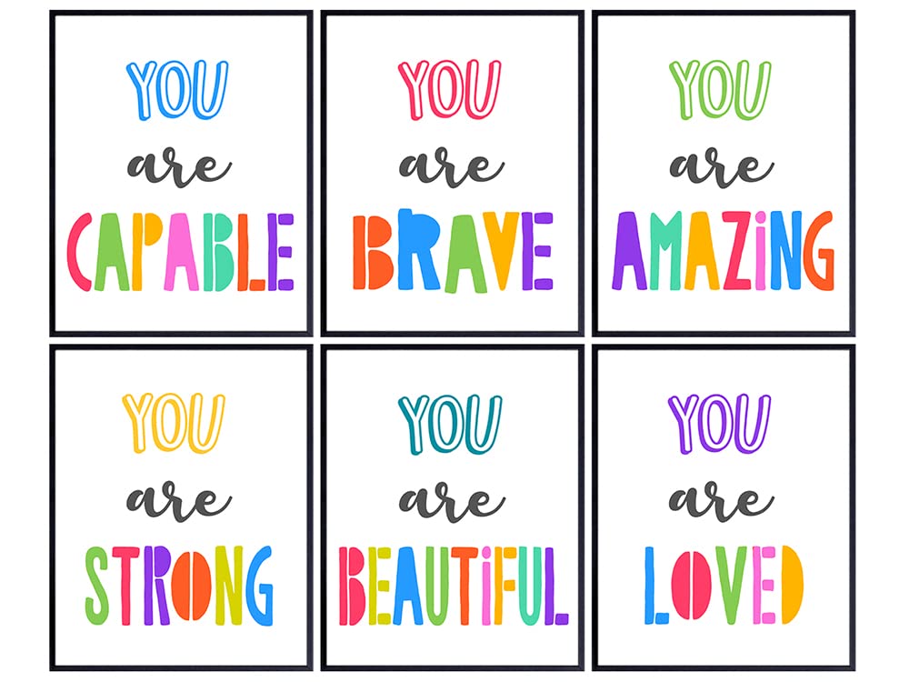Inspirational Positive Affirmations Wall Art - Classroom Decor - Kids Bedroom, Boys, Girls Room, Nursery Decor - Motivational Positive Quotes Sayings - Encouragement Gifts for Women - Home Office