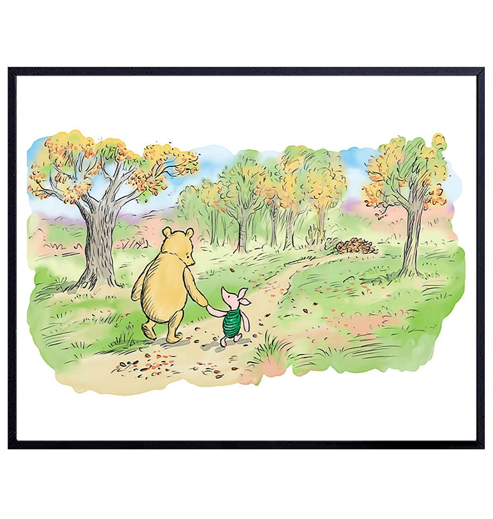Winnie Nursery Wall Art &amp; Decor - Little Boys, Baby Girls Room, Toddler, Kids Bedroom Decor - Pooh Vintage Baby shower Gifts for Women, Daughter, Son - 8x10 Unframed prints