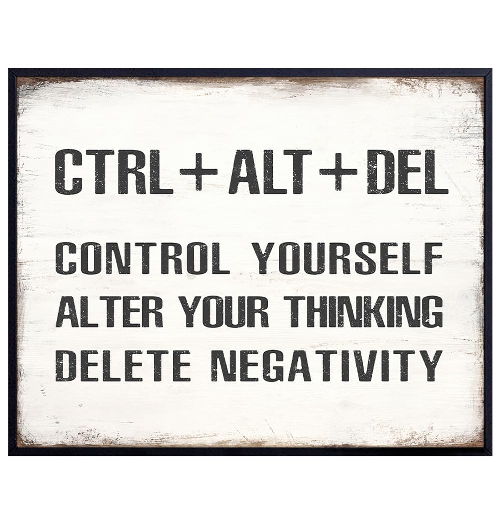 Inspirational Motivational poster Wall Art &amp; Decor - Entrepreneur Positive Quotes - Classroom Decor - Success Sayings - Encouragement Gifts for Men, Women - Home Office - Ctrl Alt Del Wall Decor 8x10