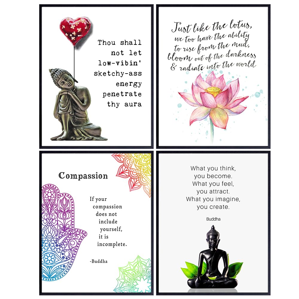 Empowering Wall Decor LARGE 11x14 - Buddha Art for Women - Zen Wall Art - Yoga Wall Decor - New Age Spa Room Decor - Inspirational Gifts for Women - Quotes Wall Decor - spiritual Buddhism Artwork