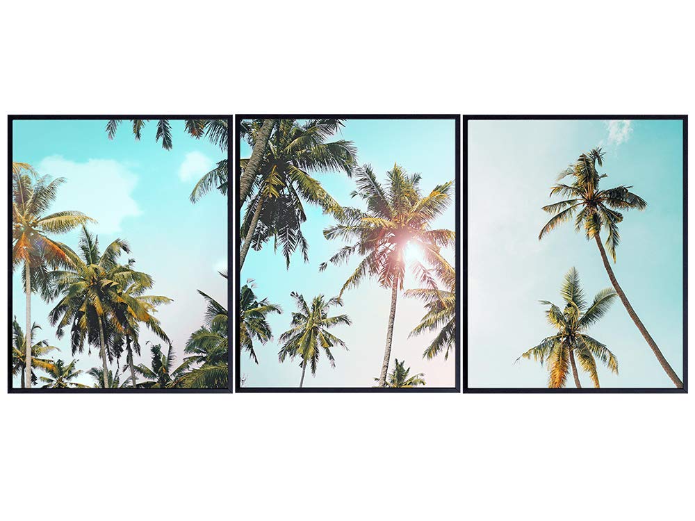 Tropical Palm Tree - Beach Art Print Set - Surfing 8x10 Wall Art Posters - Unique Home Decor for Lake or Ocean House, Bathroom, Bedroom, Living Room, Office - Gift for Surfers - Nautical Photo Poster