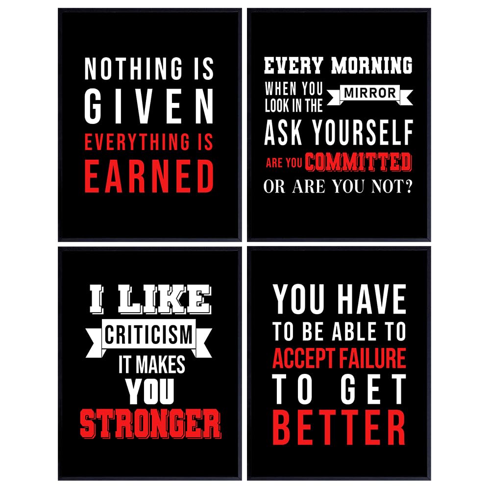 Motivational Quote Wall Art Print Set - 8x10 Office Decor Photo Posters - Inspirational Gift for Entrepreneur, Teacher, Team Coach, Trainer, Basketball, Sports Fans - 8x10 Unframed Pictures