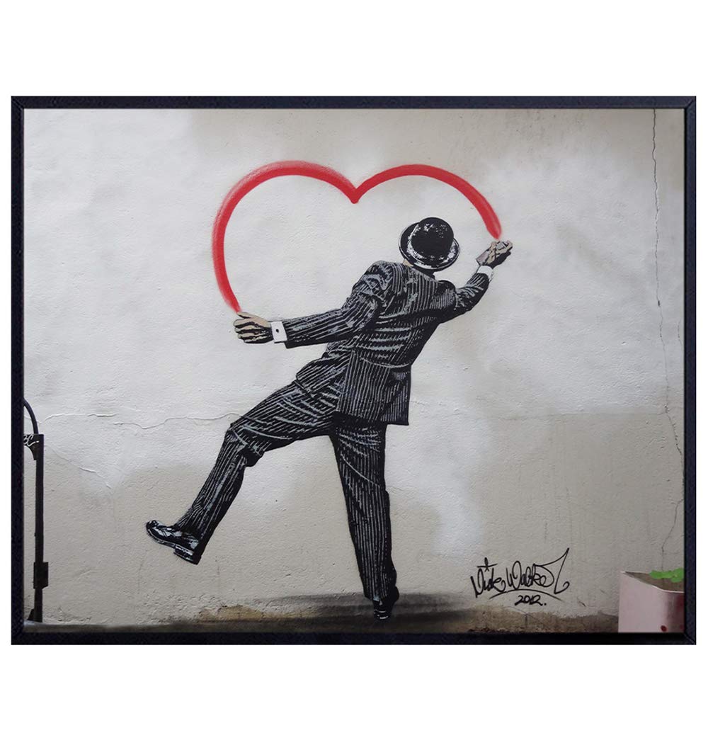 Banksy Poster - Gift for Her, Women, Wife, Girlfriend, Anniversary - 8x10 Sentimental Romantic Graffiti Wall Art - Street Art Mural - Home Decor or Decoration for Bedroom, Living Room - UNFRAMED