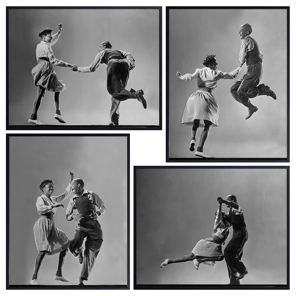 African American Art - Black Wall Art - Vintage Retro Picture Photo Photograph Set - Ethnic Black History Home Decor for Living Room, Bedroom - Cool Gift for Jazz, Dance Fans, Couples, Women, Men