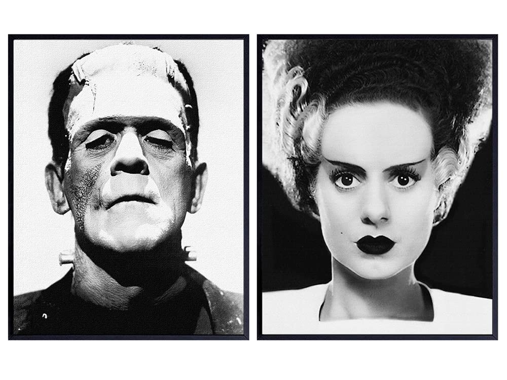 Frankenstein Wall Art &amp; Decor Set - LARGE 11x14 - Vintage Hollywood Scary Horror Monster Movie Posters Photos Pictures - Goth, Gothic Gifts - Home Theater Room Decor for Men, Teens, Kids Bedroom