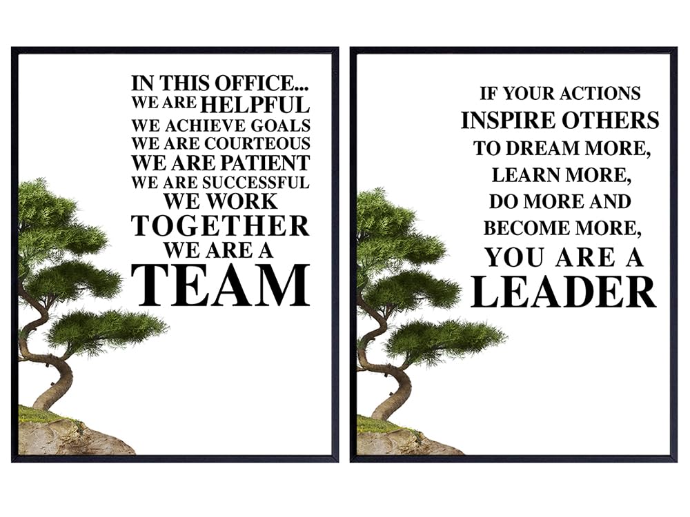 Motivational Wall Art For Office 11x14 - Inspirational Quotes Poster Print - Leadership Saying - Gift for Boss, Manager, Team Leader, Coach, Teacher, Entrepreneur - positive affirmation - Unique Set