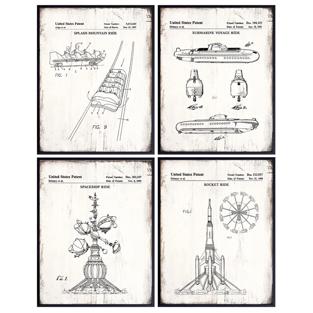 World Rides, Patent print Set - Original Vintage Wall Art Decor - decoration for Bedroom, Living room, Boy, Girl, Kids Room - Gift for Mickey Fans - Cute Rustic 8x10 UNFRAMED Poster