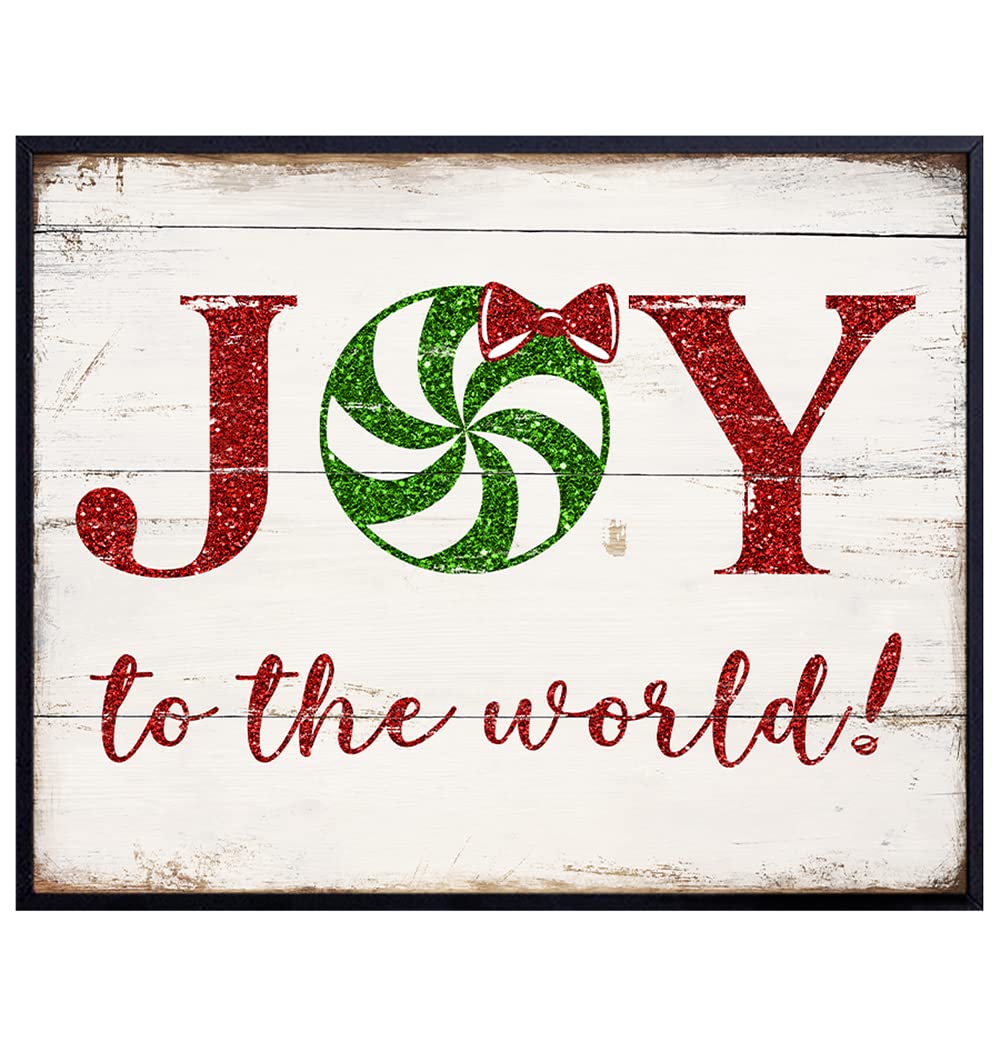 Christmas Wall Art Poster Photo Print - Great Rustic Farmhouse Shabby chic Xmas Decor or Holiday Decorations for Fans - 8x10 Unframed print- Not Wood