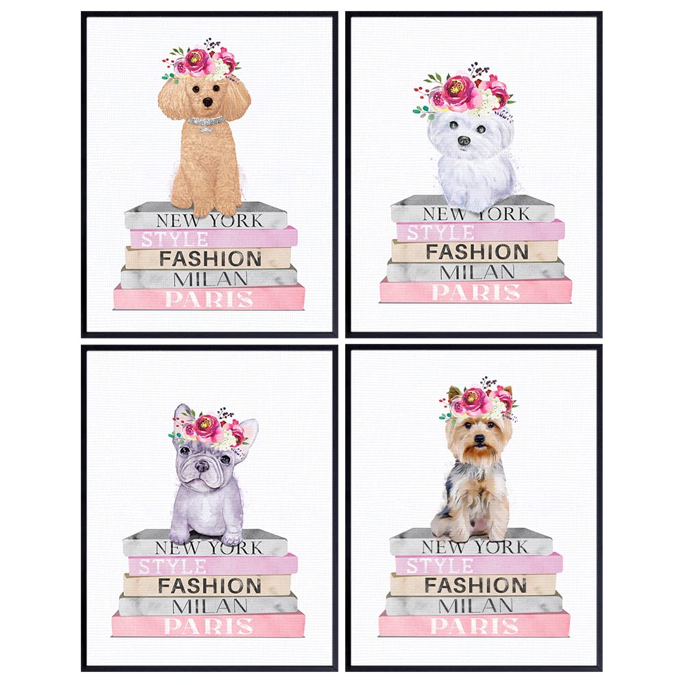 Maltese dog, Yorkie, Poodle, French Bulldog - Dog Wall Decor - Glam Fashion design Wall Art - Dog Lover Gift - Cute Dog Wall Art - Designer Wall Decor - Glamour Haute couture Puppy Wall Art &amp; Decor