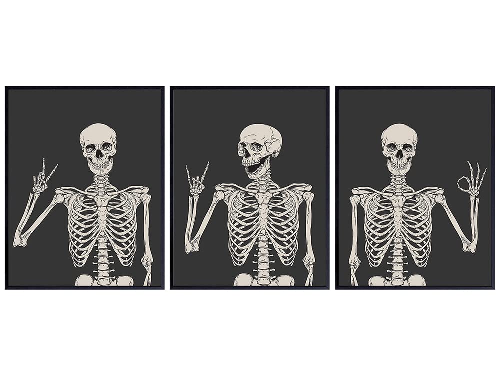 Skeleton Wall Art &amp; Decor 11x14 - Halloween Wall Art - Goth Home Decor - Gothic Room Decor - Pagan Gifts - Funny Skull Wall Decor - Bedroom Dorm Man cave - Men Boys Teens - Witchy Picture Poster Print