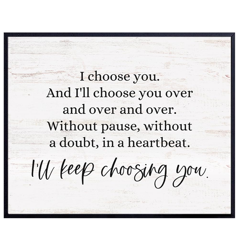 Rustic Farmhouse Love Wall Decor - Shabby chic Home Decor - Romantic Decorations for Bedroom, Living Room, Kitchen, Home - Boho Wall Art Wedding Gifts, Bridal Shower Gifts - I Choose You Wall Decor