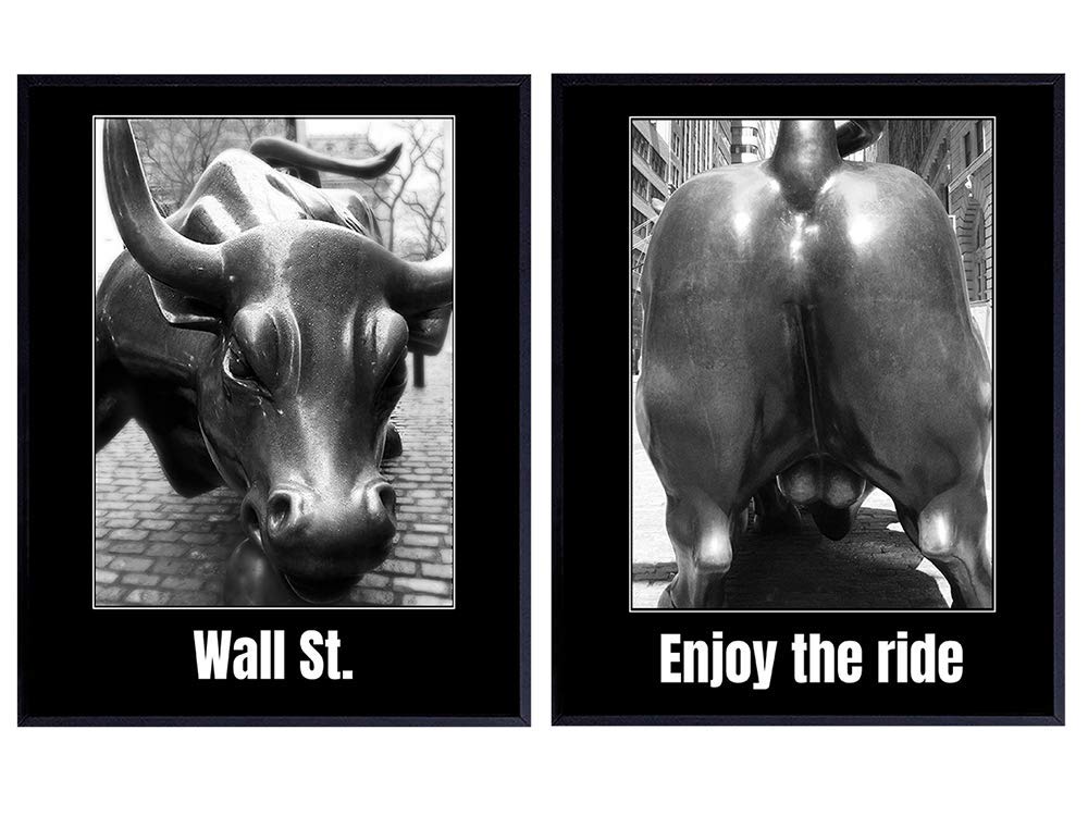Bull Wall Street - Wall Street Art - Wall Street Bull Statue - Financial Advisor Gifts - Funny Stock Market Decor - 8x10 Picture Poster Prints