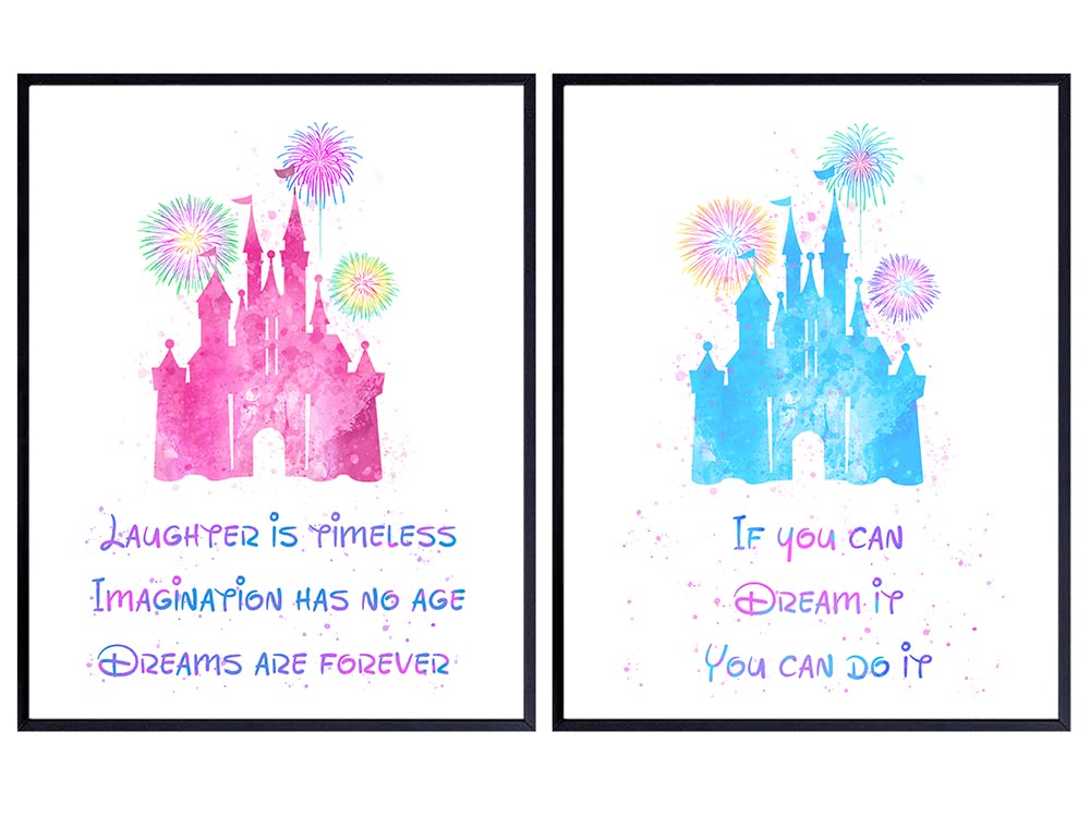Inspirational Quotes Wall Decor Set - Castle World Motivational Wall Art Room Decoration Poster Prints for Kids, Boys, Girls Bedroom - Gift for Women and Fans 8x10 prints Unframed