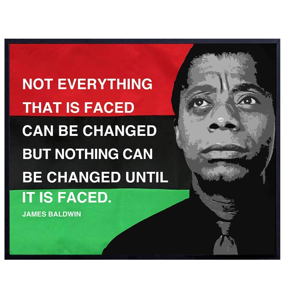 James Baldwin Quote, Black Leaders Inspirational Wall Art Print - 8x10 Civil Rights Home Decor, Classroom Decoration on African American Flag - Gift for Teacher, Black History Month - Unframed Poster