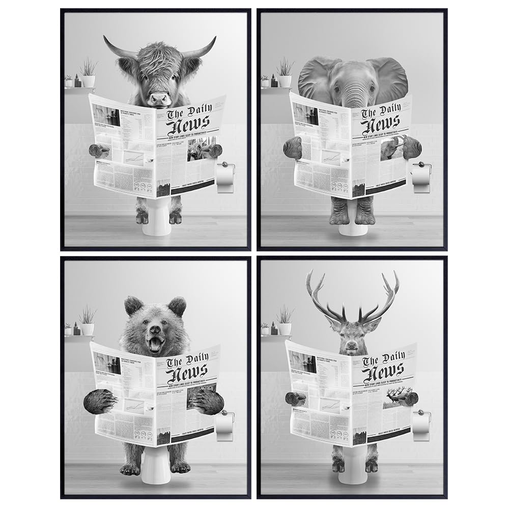 Bathroom Wall Art &amp; Decor Pictures - Bathroom Decorations - Bathroom Accessories - Gray Bathroom Wall Decor for Men Women Kids - Cute Funny Powder room Bathroom Sign - Bath Wall Decor 8x10 UNFRAMED
