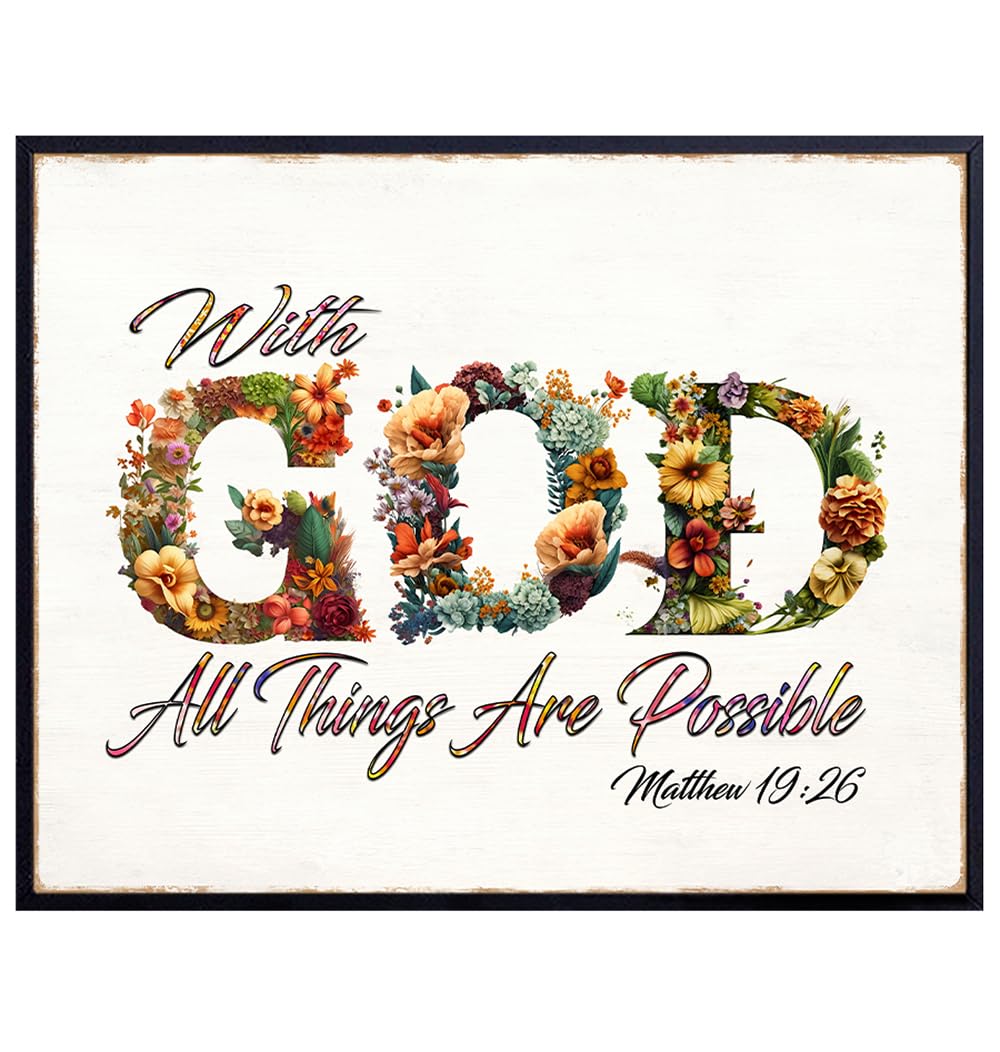 Bible Verse Quotes Wall Decor - Rustic Farmhouse Decor God Wall Art - Shabby Chic Christian Gifts for Women, Woman, Teen Girls - Motivational Scripture Wall Decor - Religious Sayings