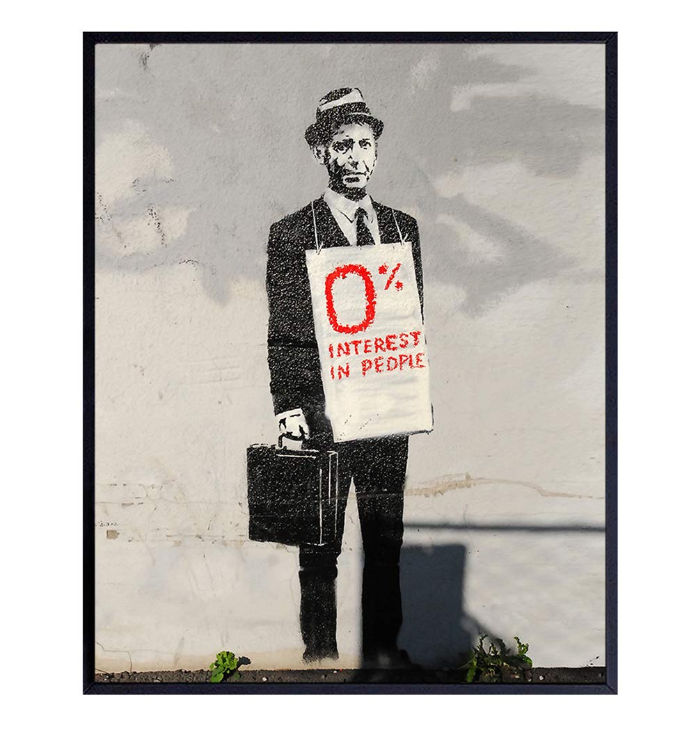 Banksy 0% Interest Street Art Photo - Original 8x10 Picture Poster - Chic Cool Gift for Urban Mural Graffiti Fans - Modern Home Decor, Wall Decoration - Unframed Print