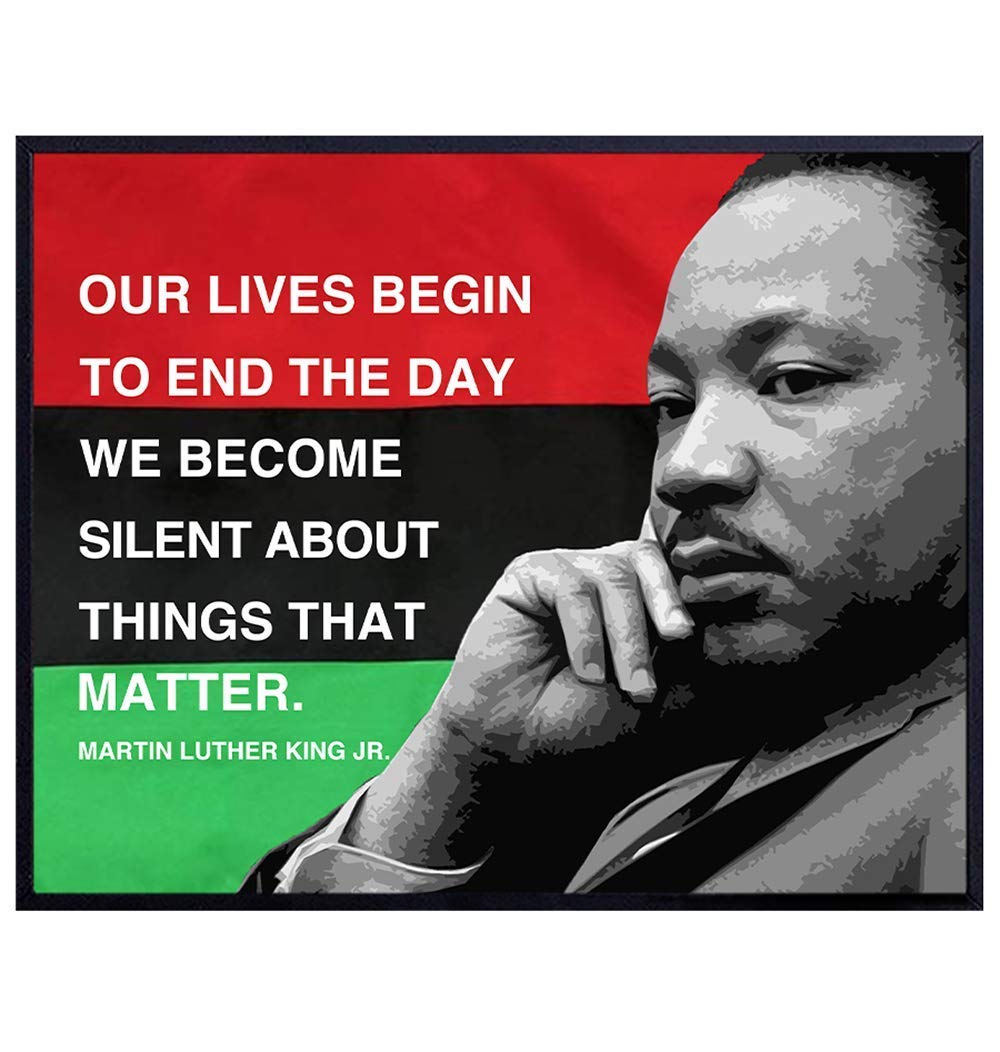 Martin Luther King Jr Historic Quote Wall Art Decor Print - 8x10 Home Decoration Poster for School, Class, Classroom, Office - Gift for Black Pride, African American History Month, MLK Fan, Teacher