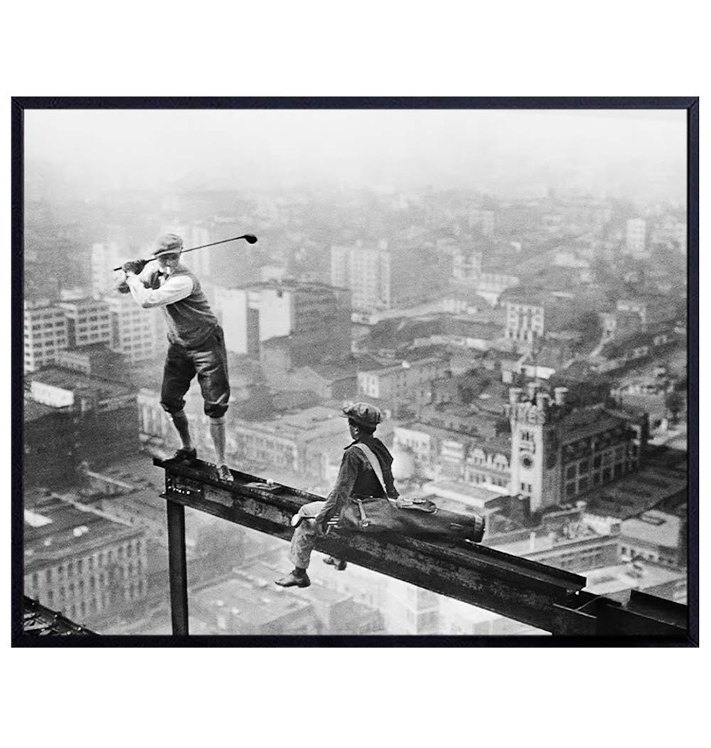 New York Wall Decor - NYC Skyline Wall Art - Vintage New York Photo - Golf Wall Art - Golf Office Decor - New York Wall Art - NY Wall Decor - Golfer Gifts