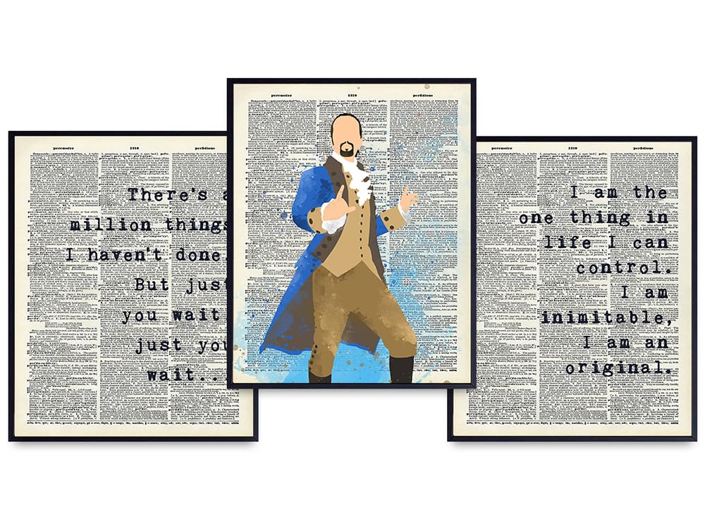 Musical Quote Set - Motivational Inspirational Broadway Play Merchandise - Gift for American History Fans - Wall Art Decor Room Decoration Poster Prints - 3-8x10 Unframed