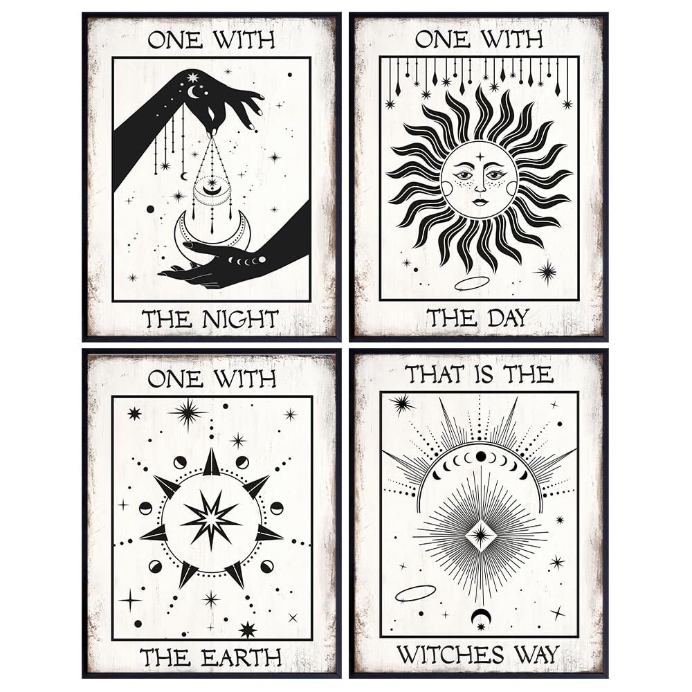 Black magic Witchcraft Wicca Wall Art &amp; Decor - Witch Decor - Halloween Wall Art Poster - Celtic Woman Goddess Grimoire Home Decor - Sabbat Witchy Wiccan Supplies - Sun Moon Celestial Pagan Gift