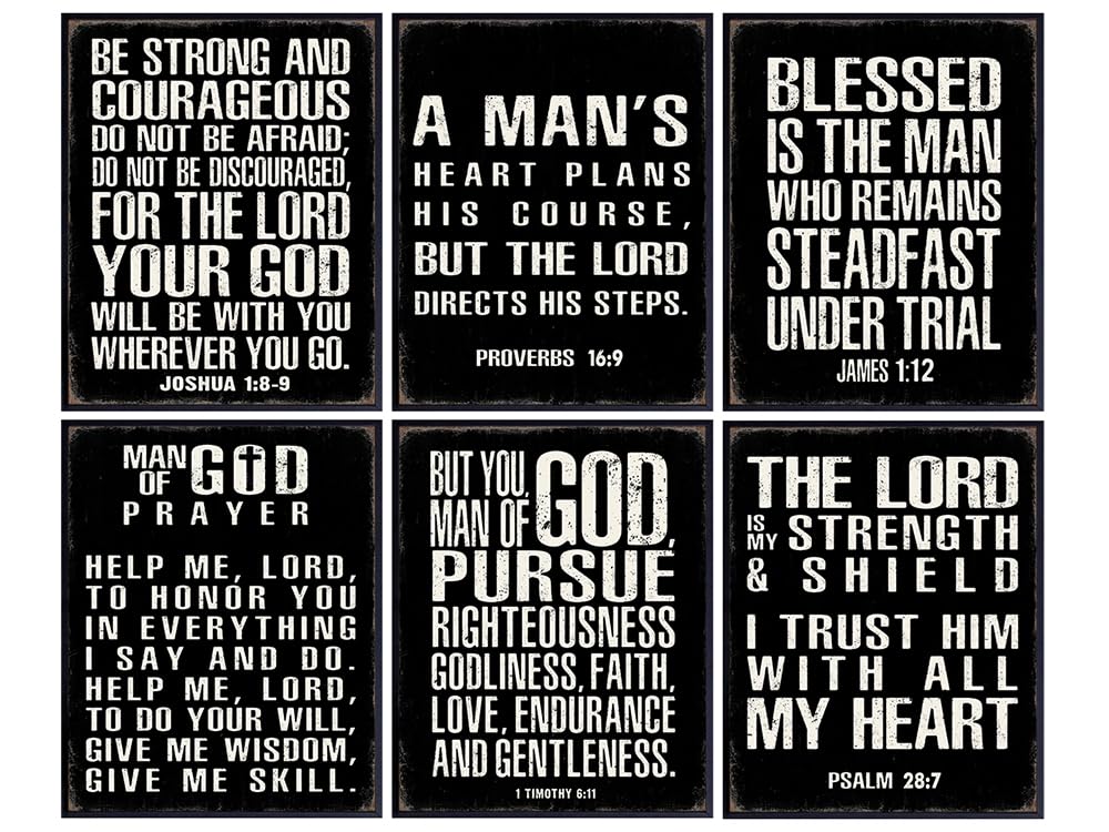 Christian Wall Art - Religious Wall Decor- Christian Gifts for Men - Motivational Quotes Scripture Wall Decor - Man cave Decor - Positive Quotes Wall Art - Inspirational Wall Decor - Office Decor