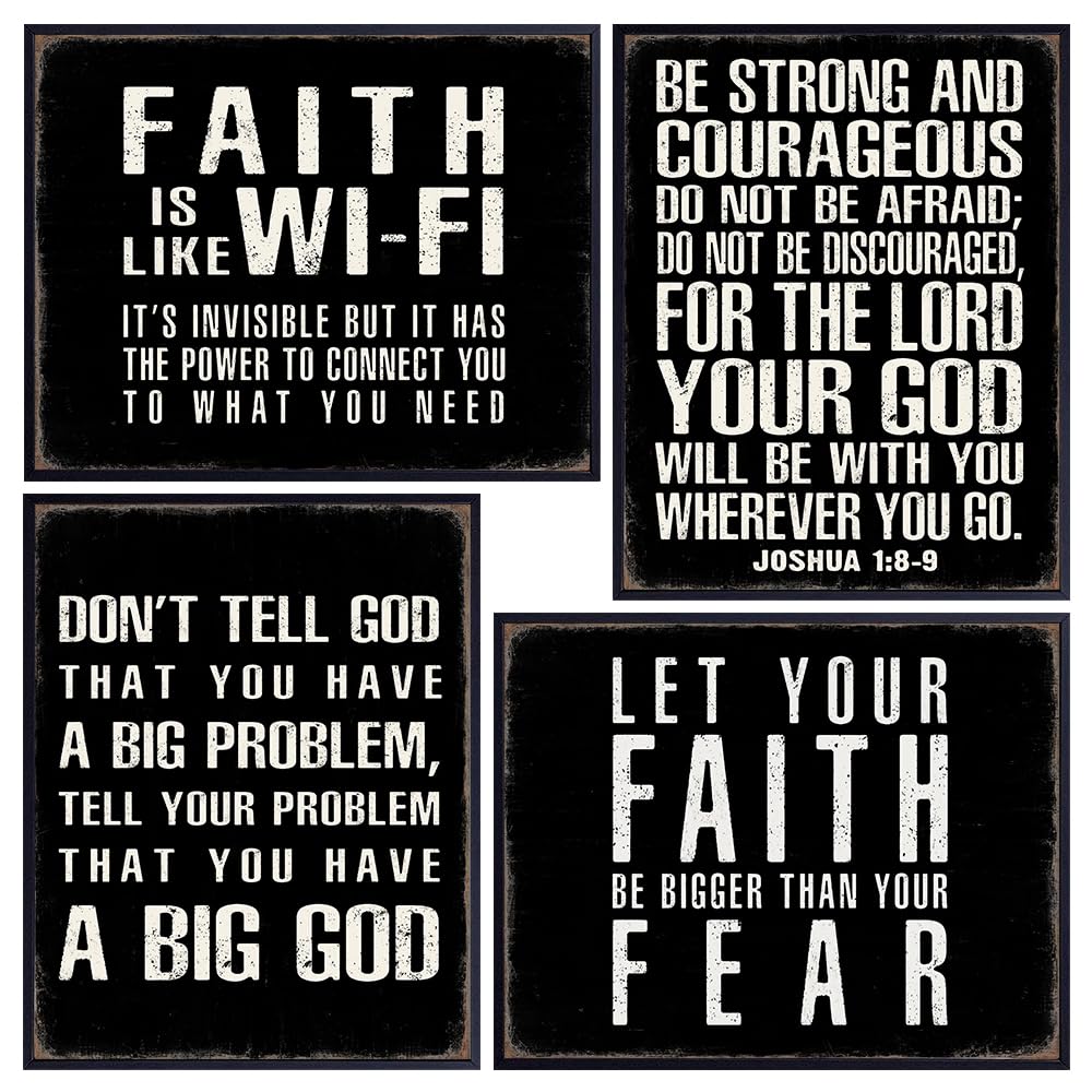 Bible Verse Quotes Wall Decor - Inspirational quote Christian Gifts for Men - Christian Wall Art - religious Signs - Scripture Wall Decor - God Wall Decor - spiritual positive Motivational poster Set